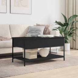 Berkfield Home Coffee Table Black 100x50x50 cm Engineered Wood & Metal - Size: 100 x 50 x 50 cm - thumbnail 3