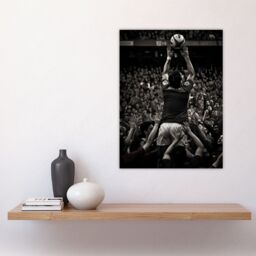 "Artery8 Wall Art Print Rugby Lineout Catch Action Photo Black White Sport Artwork Poster - Size: W24"" x H32""" - thumbnail 4