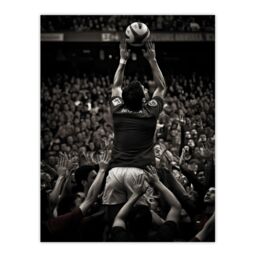 "Artery8 Wall Art Print Rugby Lineout Catch Action Photo Black White Sport Artwork Poster - Size: W24"" x H32""" - thumbnail 1