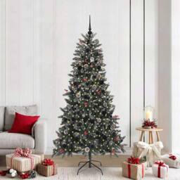 Berkfield Home Artificial Christmas Tree with Stand Green 114 x 114 x 210 cm - thumbnail 1