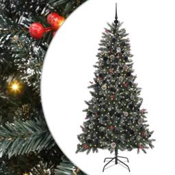 Berkfield Home Artificial Christmas Tree with Stand Green 114 x 114 x 210 cm - thumbnail 2