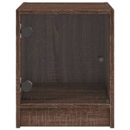 Berkfield Home Bedside Cabinets with Glass Doors 2 pcs Brown Oak 35x37x42 cm - Size: 35 x 37 x 42 cm - thumbnail 7
