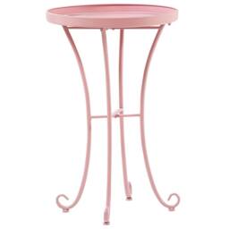 Wyld and Coco Pink Metal Garden Side Table 40 cm Round - Vintage Outdoor Accent - thumbnail 2