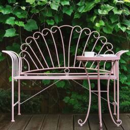 Wyld and Coco Pink Metal Garden Side Table 40 cm Round - Vintage Outdoor Accent