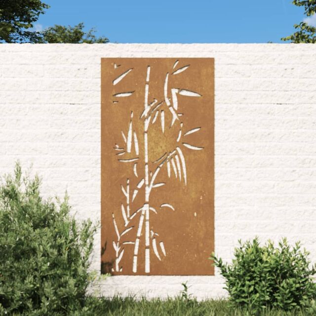 Berkfield Home Garden Wall Decoration 105x55 cm Corten Steel Bamboo Design in Brown - image 1