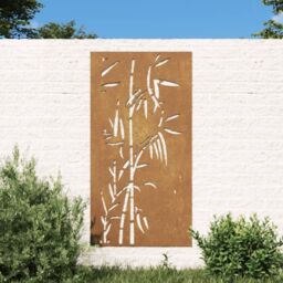 Berkfield Home Garden Wall Decoration 105x55 cm Corten Steel Bamboo Design in Brown