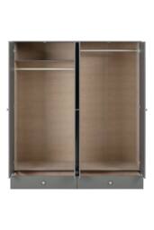 Seconique Denver 4 Door 2 Drawer Mirrored Wardrobe - GREY GLOSS - thumbnail 4