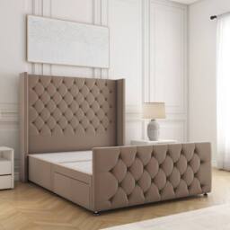 "BSSPOKE Florida Plush Velvet Divan Bed 2 Drawers 54"" Headboard & No Mattress in Bronze - Size: Small Double" - thumbnail 2