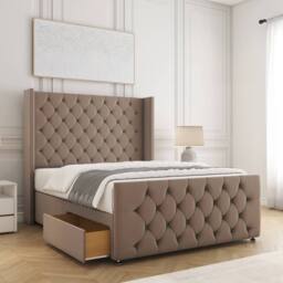 "BSSPOKE Florida Plush Velvet Divan Bed 2 Drawers 54"" Headboard & No Mattress in Bronze - Size: Small Double" - thumbnail 1