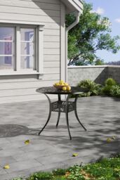 Garden Sanctuary Vintage Round Cast Aluminum Garden Bistro Table in Black - thumbnail 2