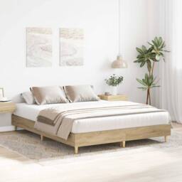 Berkfield Home Bed Frame No Mattress Sonoma Oak 150x200 cm King Size Engineered Wood in Light Tan - thumbnail 3