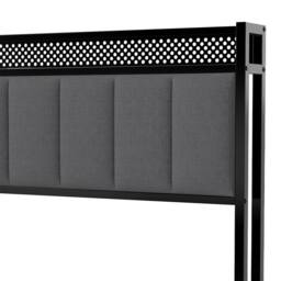 Levede Double Bed Frame Upholstered Headboard Metal Base LED USB Lights in Dark Grey - thumbnail 6