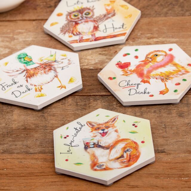 Boxer Gifts Women's Ceramic Coaster Set - Party Animals - image 1