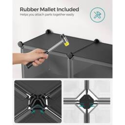 SONGMICS 6-Slot Interlocking Shoe Storage Cabinet Modular Plastic with Doors in Black - thumbnail 5