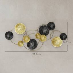 HOMCOM Hanging Wall Sculpture with Modern Lotus-Leaf Design, Metal Wall Art in Gold - thumbnail 3