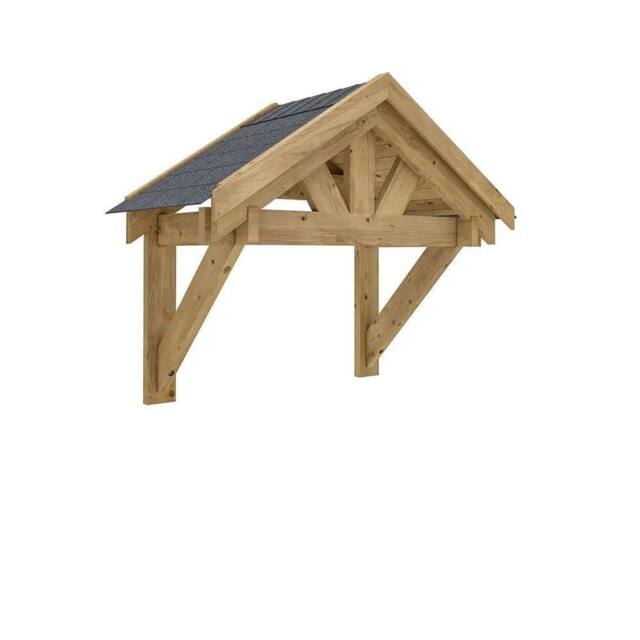 Dunster House Wooden Porch Canopy 1.6 x 0.8m, Apex Roof, Pressure Treated Timber in Brown - image 1