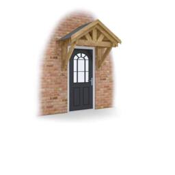 Dunster House Wooden Porch Canopy 1.6 x 0.8m, Apex Roof, Pressure Treated Timber in Brown - thumbnail 3