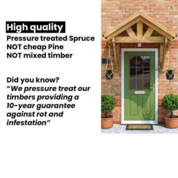 Dunster House Wooden Porch Canopy 1.6 x 0.8m, Apex Roof, Pressure Treated Timber in Brown - thumbnail 5