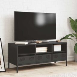 Berkfield Home TV Cabinet Black 101.5x39x43.5 cm Cold-rolled Steel - thumbnail 3