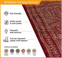 runrug Hallway Carpet Runner Rug - Soft & Comfy, 9mm - Afrikans in Light Beige - Size: 80 cm x 240 cm - thumbnail 3