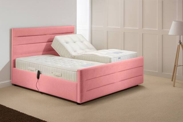 PARADISE BEDS LTD Electric Adjustable Mobility Bed Set with USB & LED Lights in Pink - Size: Super King - image 1