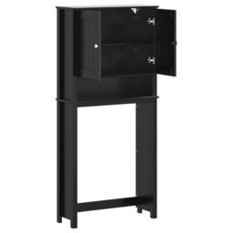 Berkfield Home Washing Machine Cabinet BERG Black 76x27x164.5 cm Solid Wood - thumbnail 4
