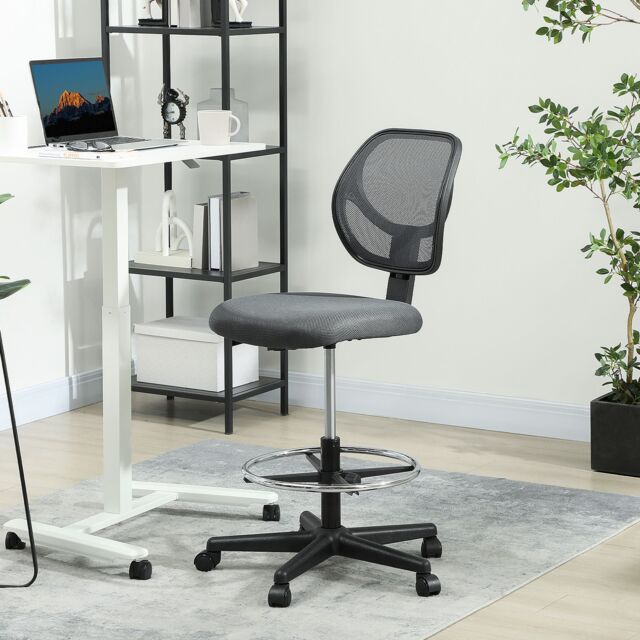 VINSETTO Swivel Mesh Office Chair w/ Adjustable Footrest Ring, Charcoal Grey - image 1