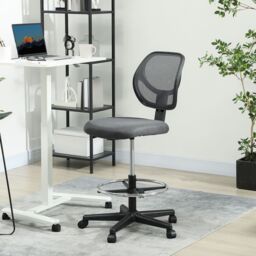VINSETTO Swivel Mesh Office Chair w/ Adjustable Footrest Ring, Charcoal Grey - thumbnail 1