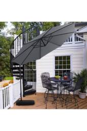 Living and Home 3M Banana Cantilever Outdoor Patio Parasol for Sunshade & Rain with Fillable Base on Wheels in Grey - thumbnail 2