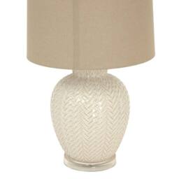 Wyld Haus Palermo Cream Ceramic Table Lamp Woven Pattern Base Natural Fabric - thumbnail 3