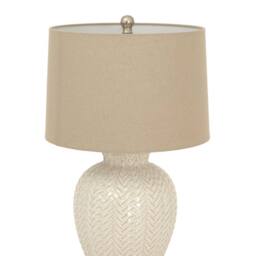 Wyld Haus Palermo Cream Ceramic Table Lamp Woven Pattern Base Natural Fabric - thumbnail 4