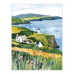 "Artery8 Mull of Kintyre Lighthouse Coastal Scotland Wall Art Print in Green - Size: W18"" x H24""" - thumbnail 1