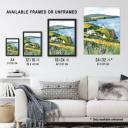 "Artery8 Mull of Kintyre Lighthouse Coastal Scotland Wall Art Print in Green - Size: W18"" x H24""" - thumbnail 3