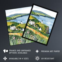 "Artery8 Mull of Kintyre Lighthouse Coastal Scotland Wall Art Print in Green - Size: W18"" x H24""" - thumbnail 2