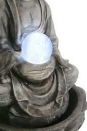 Primrose Buddha Crystal Ball Fountain Cascade Water Feature LED Lights 66cm in Grey - thumbnail 2