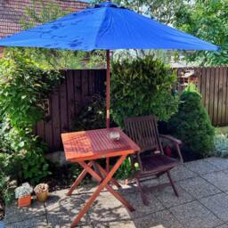 Wyld and Coco Birch Garden Parasol 270cm Blue - Foldable Market Shade - thumbnail 1