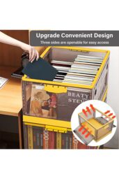 Living and Home 3 Pack Collapsible Storage Box Medium Stackable Clear Plastic Storage Box Organizer in Yellow - thumbnail 3