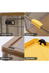 Living and Home 3 Pack Collapsible Storage Box Medium Stackable Clear Plastic Storage Box Organizer in Yellow - thumbnail 5
