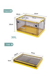 Living and Home 3 Pack Collapsible Storage Box Medium Stackable Clear Plastic Storage Box Organizer in Yellow - thumbnail 2