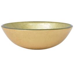 Berkfield Home Durable Bathroom Sink with Tap & Push Drain Gold Tempered Glass - thumbnail 7