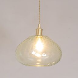 ValueLights Corinne Twill Spiral Bulbous Glass Easy Fit Pendant Lamp Shade in Light Green - thumbnail 1
