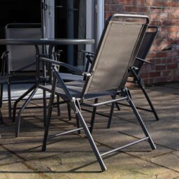 Samuel Alexander Outdoor 4 Seater Round Glass Top Table & Chairs Patio Set with Parasol in Black - thumbnail 9