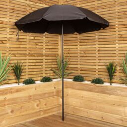 Samuel Alexander Outdoor 4 Seater Round Glass Top Table & Chairs Patio Set with Parasol in Black - thumbnail 3