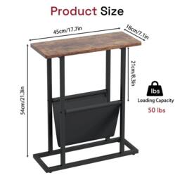 FORGEVIO Small Narrow Side Table for Small Spaces, Slim End Table - thumbnail 2