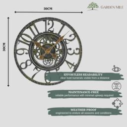 Marco Paul Large Grey Outdoor Skeleton Wall Clock 30cm - thumbnail 5