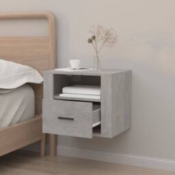 Berkfield Home Wall-mounted Bedside Cabinet Concrete Grey 50x36x40 cm - Size: 50 x 36 x 40 cm - thumbnail 3
