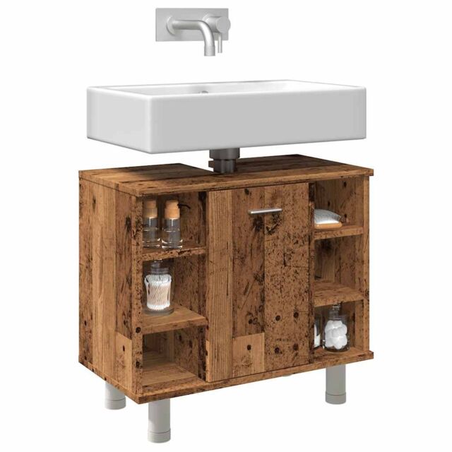 Berkfield Home Bathroom Cabinet Old Wood 60x32x53.5 cm Engineered Wood in Brown - image 1