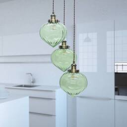 First Choice Lighting Henry Antique Brass 3 Light Cluster Pendant with Green Glass Shades - thumbnail 4