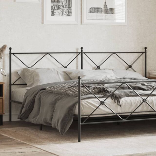 Berkfield Home Metal Headboard Black 193cm - image 1