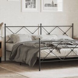 Berkfield Home Metal Headboard Black 193cm - thumbnail 1